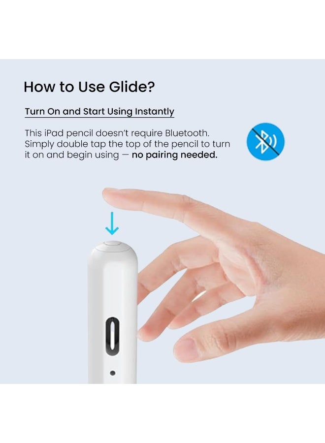 Portronics Glide Stylus Pencil for iPads Only, Angle Tilt Sensitivity, Palm Rejection, Attaches Magnetically, Battery LED Indicator, Type-C Charging, Only for iPads Released Between 2020 & 2024 - Image 5